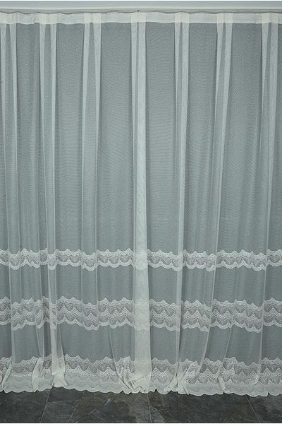 AKÇA TEKSTİL Lace Model Cream Color Single Wing Ready-made Planted Pleated Background Curtain 300*260 Cm