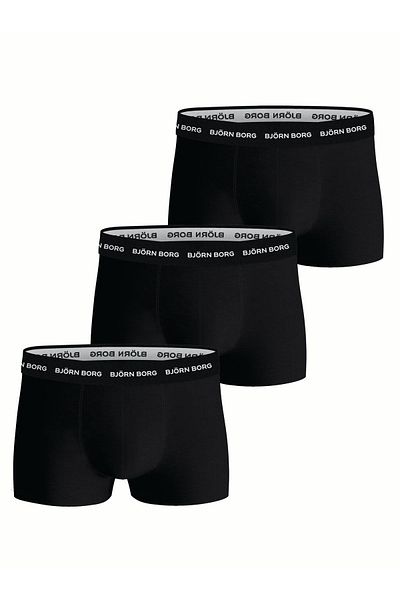 Björn Borg BJÖRN BORG Herren Trunks, 3er-Pack – Unterhosen, Shorts, Baumwolle, Logobund, Einfarbig
