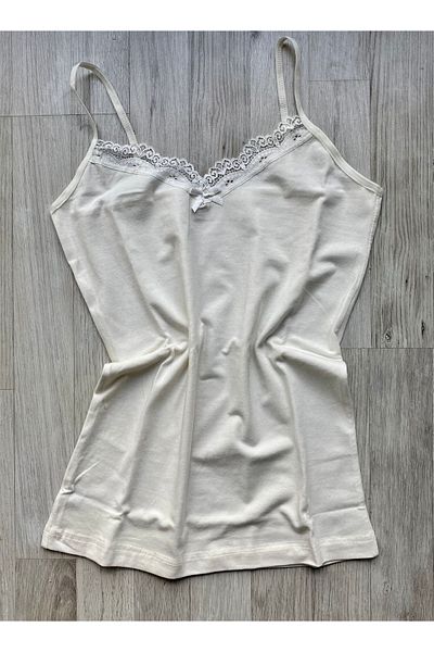 VicTroy 5 Pieces of Cotton Undershirt with Bow and Lace Rope Strap (1 Pink, 1 Lilac, 1 Black, 1 Gray and 1 White)