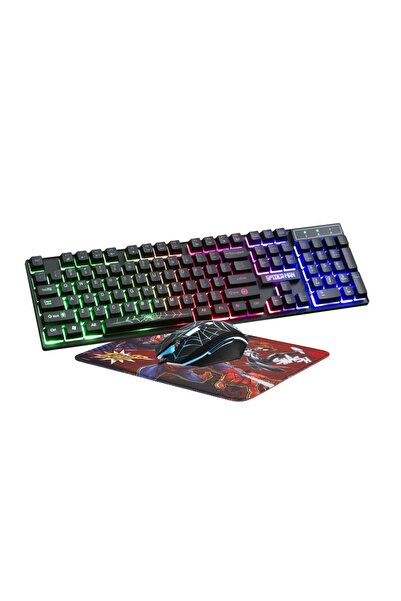 Amplify Oyuncu Klavye Mouse Mousepad Seti Marvel Spiderman Örümcek Adam Gökku...