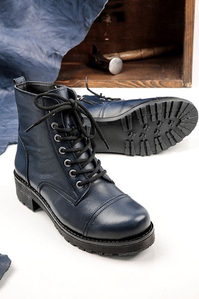 Lal Shoes & Bags Grant Γυναικείες μπότες από γνήσιο δέρμα-σκούρο μπλε