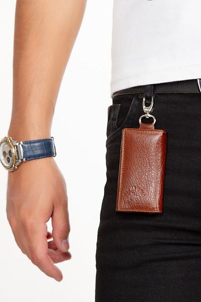 By Hakan Leather Keychain Tan