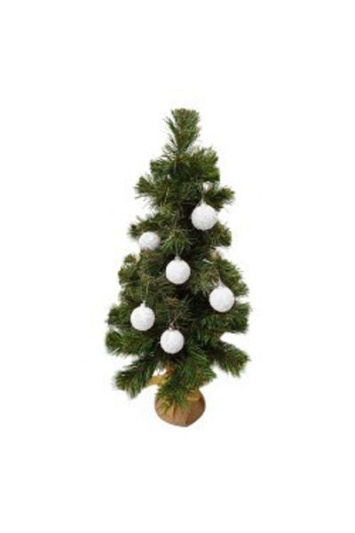 GÜNEŞAVM Set of 6 White Tree Decoration Balls - 4cm - Yb4Cm.Byz-