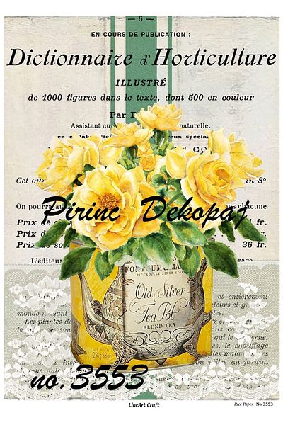LİNEART Brass Decopage Paper La-3553