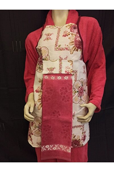 ŞENER HOME مريلة مطبخ مع منشفة - فوشيا