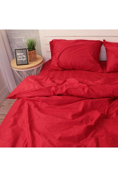 ŞENER HOME Single Color Single Duvet Cover Set with Double Sided Usable Sheet Elastic - Red