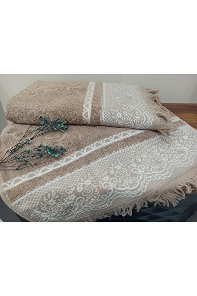 ŞENER HOME Набір для ванної кімнати з 2 рушниками та банним покривалом - кавовий