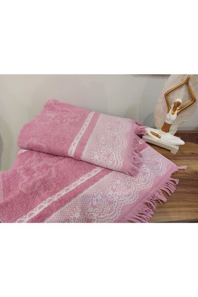 ŞENER HOME Набір для ванної кімнати з 2 рушниками та банним покривалом - рожевий