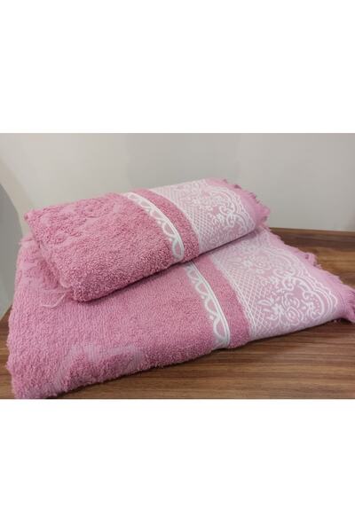 ŞENER HOME Набір для ванної кімнати з 2 рушниками та банним покривалом - рожевий