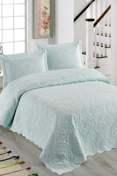 Örtüm Καπιτονέ κάλυμμα κρεβατιού Ivy Light Green Διπλό Microfiber