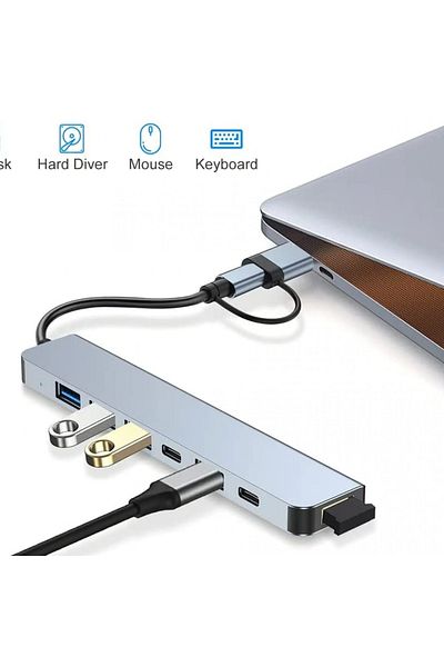 Hobimtek 7 في 1 USB / Type-C إلى USB C. A، USB 2.0 / 3.0 محول محول متعدد المنافذ التوصيل والتشغيل محول USB