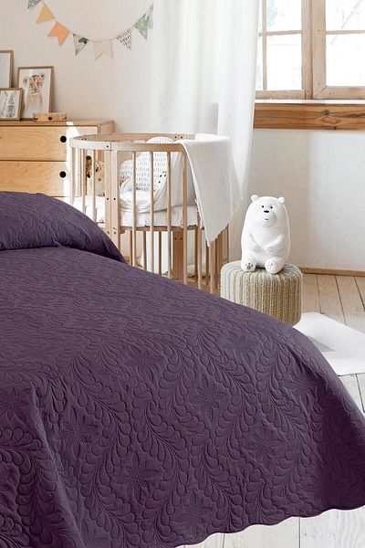 Örtüm Ivy Plum Single Microfiber Quilted Bedspread