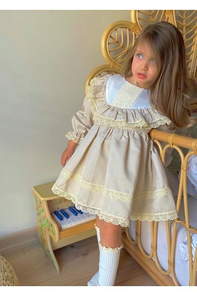 morwind Scalloped Cotton Satin Special Occasion Birthday Dress