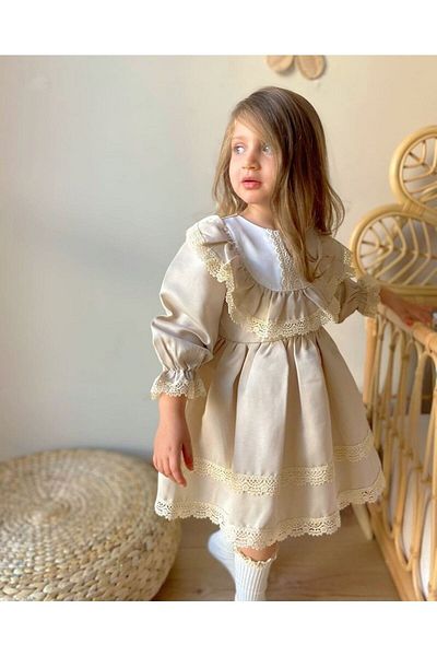 morwind Scalloped Cotton Satin Special Occasion Birthday Dress