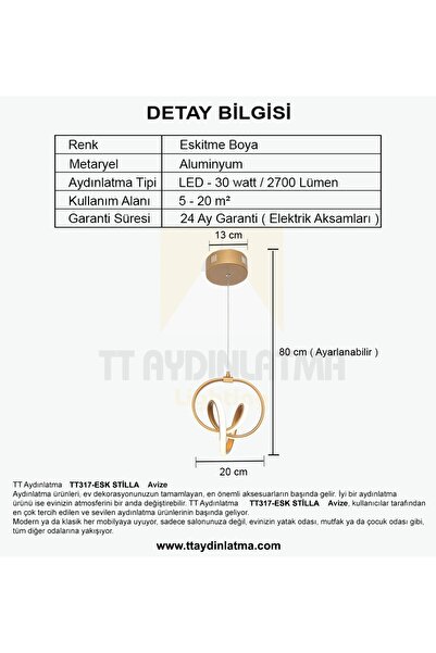 TT AYDINLATMA Tt317-esk Stilla Modeli Eskitme Boyalı ( 3 Renk Modüllü ) Led Avize