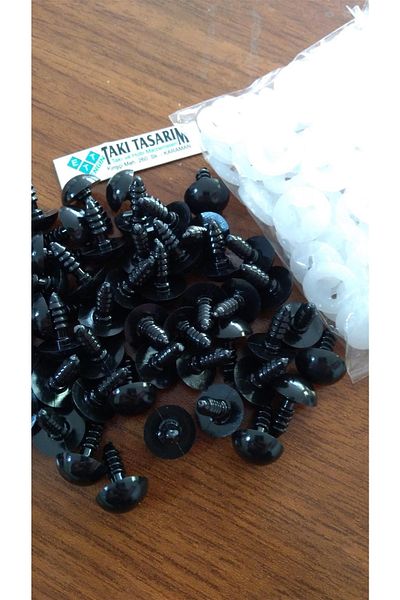 Engin TT Amigurumi Black Screw Eye Knitting Baby Eyes -12 Mm -5 Pairs (10 Pieces)