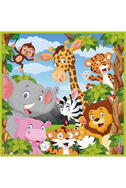 DÜVENCİ TİCARET Licensed Safari Themed 33x33 Paper Napkin - 16 Pieces