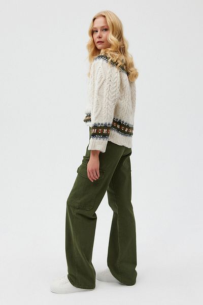 Açelya Okcu Straight Fit Cargo Double Pocket Jean Trousers