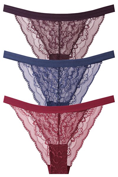 papatya lingerie 3-Piece Elastic Waist Lace Panties