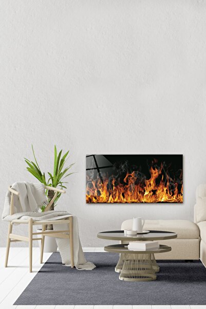 Decorita Cam Tablo | Şömine Alevi | 40cm X 80cm