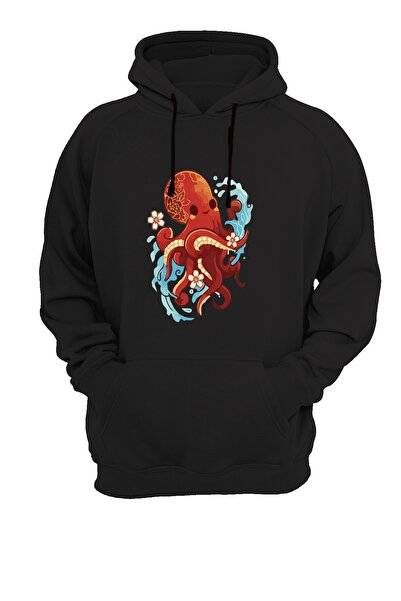 WİDİ Hanorac negru cu imprimeu Octopus