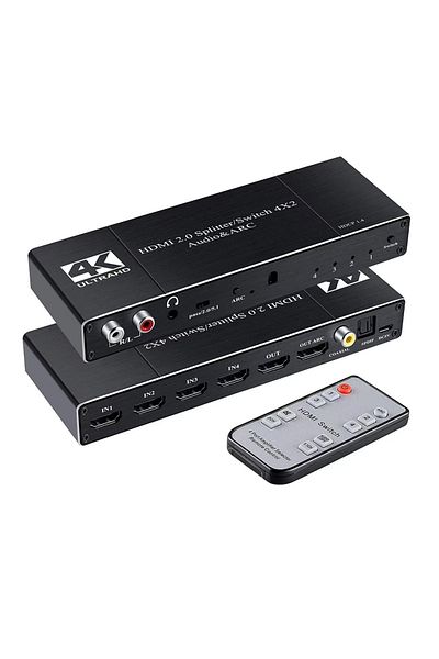 Gplus 4k422a HDMI 2.0 4k 2160p HDR10 HDCP 1.4 Arc SPDIF Optical Audio Metal Case Combo Switch Splitter