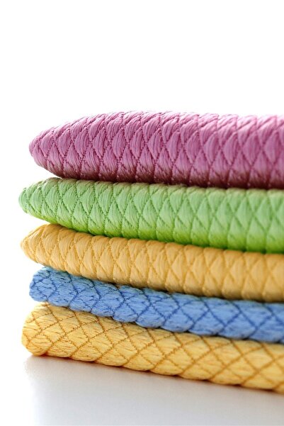 SİLVER HOME Mikrofiber 40x40cm 5li Baklava Desen Cam Temizlik Bezi - Renkli