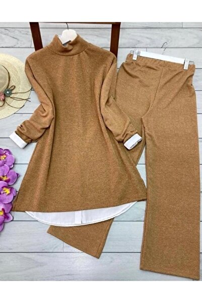 VOLT CLOTHİNG مجموعة ملابس التريكو النسائية ذات الياقة المدورة