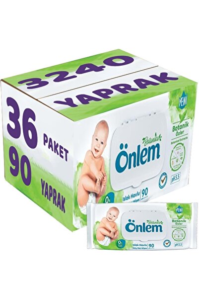 ÖNLEM مناديل مبللة 90 ورقة بخلاصة بوتانيكا (مجموعة من 36) مع غطاء بلاستيكي 32...