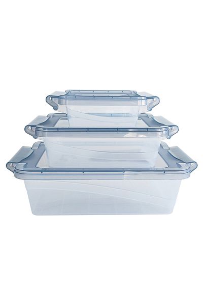 Dükkanönü 3-Piece Lockable Storage Container Set Picnic Camping Food Set (2 LT- 1 LT- 0.40 LT.)
