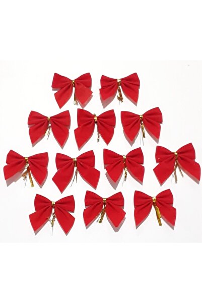 Happyland Christmas Tree Ornament 12 Pieces Red Bow Ornament Pine Tree Ornament