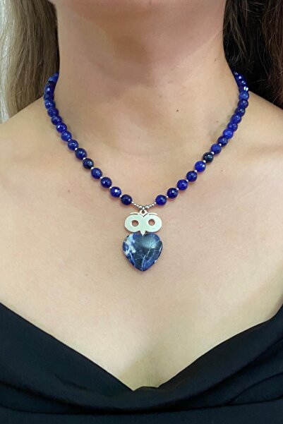 Suerte Accessories Mavi Akik Ve Lapis Lazuli Doğal Taşlı 925 Ayar Gümüş Bayku...