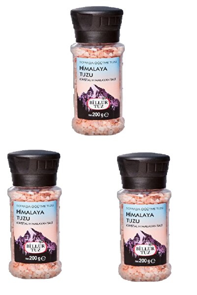 Billur Tuz Himalaya Tuzu Sofrada Öğütmeli 200 Gr X 3 Adet