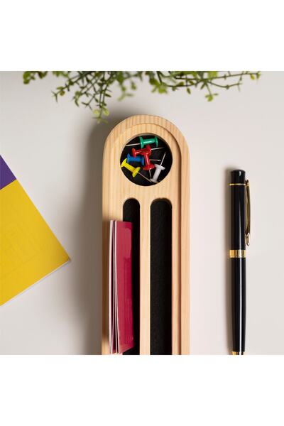 Vigo Wood Дървен органайзер за бюро Органайзер за офис държач за химикалки държач за визитки Подарък за нова работа в офиса Md07c