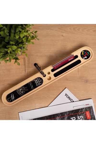 Vigo Wood Дървен органайзер за бюро Органайзер за офис държач за химикалки държач за визитки Подарък за нова работа в офиса Md07c