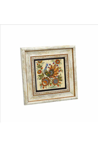 Sadrazam Pictură cu piatră naturală imprimată cu păun (20cmx20cm)(krg-160)