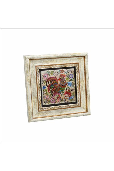 Sadrazam Pictură cu piatră naturală imprimată cocoș 20cmx20cm Krg-158