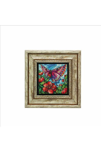 Sadrazam Butterfly Printed Natural Stone Painting (20Cmx20Cm)(Krg-153)