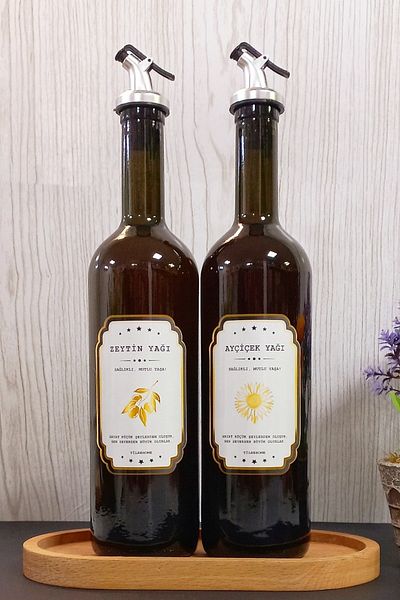 Tilbe Home Amber 2-Piece 750 ml Olive Oil Liquid Oil Bottle Oil Pot Oil Set Vinegar Bowl Sauce Bowl Multifunctional