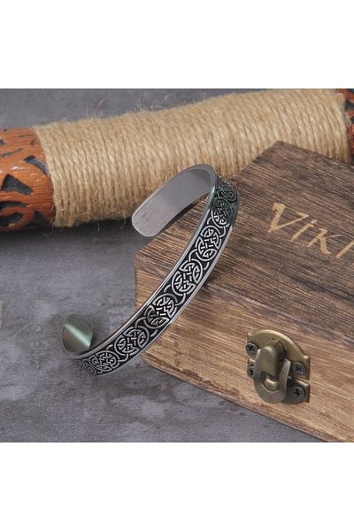 Viking الاسكندنافية الشمال منقوشة المشبك نمط مفتوح للرجال 316l سوار الصلب