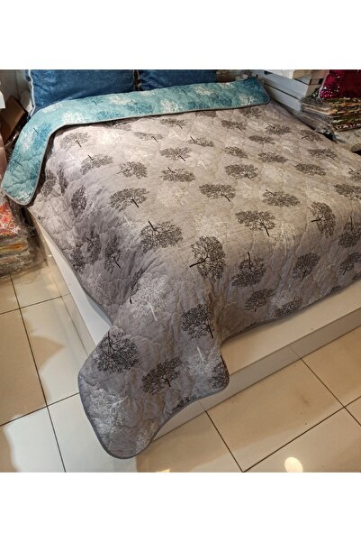 ŞENER HOME Pamuklu Çift Kişilik Çift Taraflı Hayat Ağacı Desenli Kapitone Çok Amaçlı Örtü 210x240 Cm.