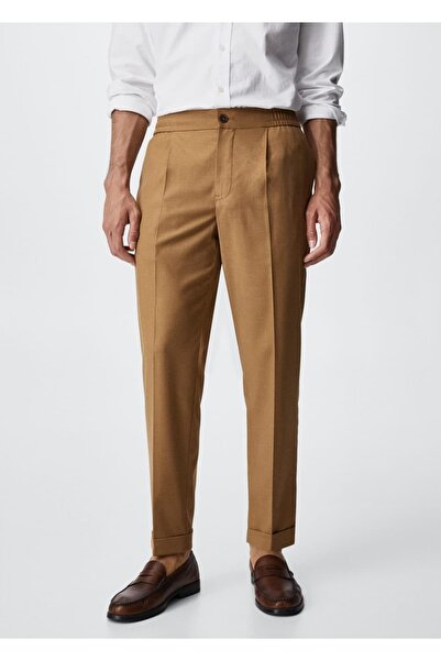 MANGO Man Beli Lastikli Dökümlü Pantolon