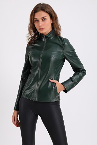 Leather Club Yeşil Kuzu Derisi Ceket