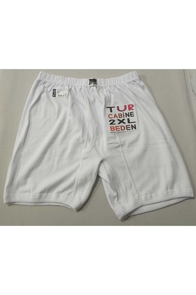 Tutku Men's Cotton Flexible Ribbed Argentine Cuff White Color Elastic Waist 2xl Boxer 1 Piece