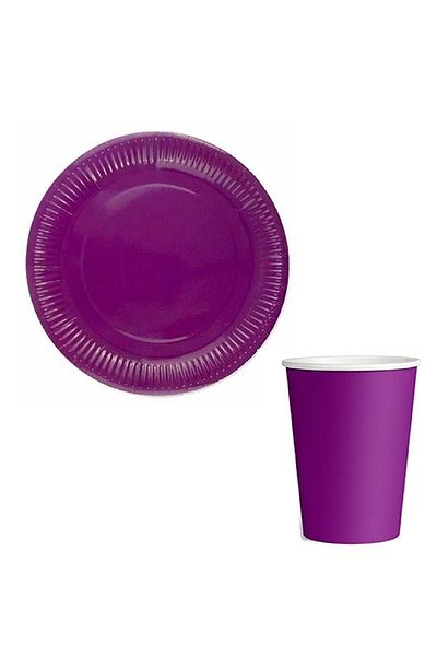 DÜVENCİ TİCARET Purple Plate and Glass Set