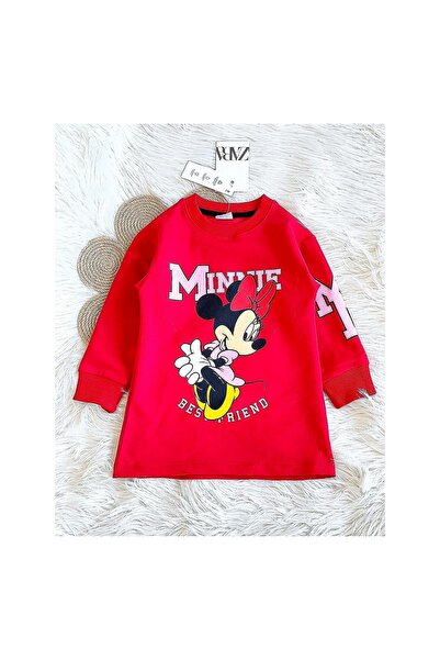 eladamoda Orjinal Marka Kırmızı Minnie Mouse Sweat Elbise