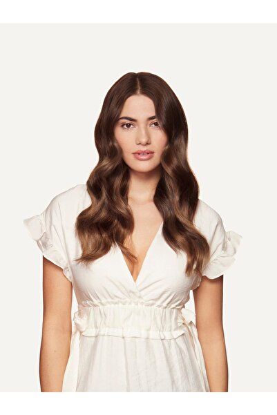 CESLİFE Koyu Kumral Yarım Ay Çıt Çıt Postiş - Fön Maşa Uygulanabilen Isıya Da...