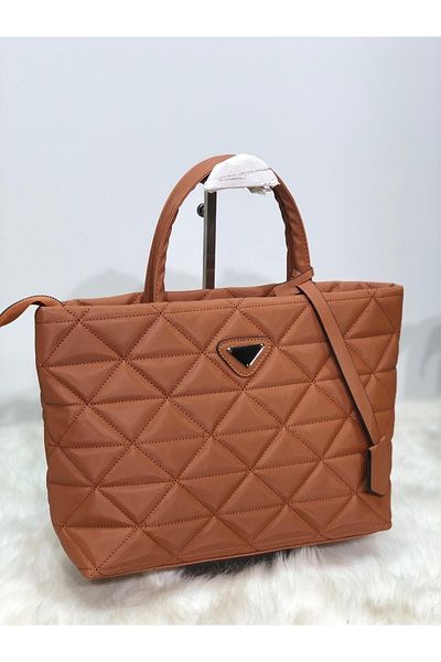 efnanstore Кафява ватирана чанта, чанта за рамо и ръка, чанта за багаж, чанта през рамо, чанта с парашут, зимна чанта