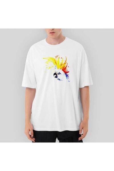 Z zepplin Tricou alb supradimensionat Parrot Water Color