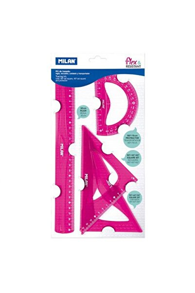 Milan Flex Kırılmaz Geometri ve Cetvel Seti 4 Parça PEMBE